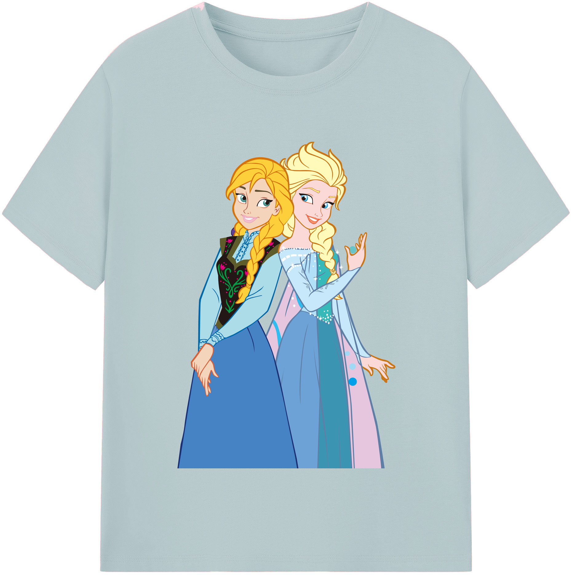 （画像用） アナと雪の女王 アンナ エルサ Frozen Anna Elsa 綿100％半袖Tシャツ（フロントプリント）